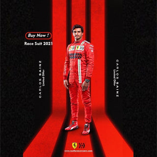 2021 Carlos Sainz Race Misson Winnow Scuderia Ferrari F1 Suit - Rustle Racewears