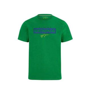 Ayrton Senna Fanwear Logo T-Shirt - Navy/Green/Yellow - Rustle Racewears