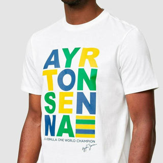 Ayrton Senna Men's Fanwear Graphic T-Shirt- White - Rustle Racewears