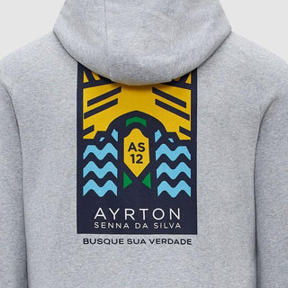 Ayrton Senna Seasonal Graphic Hoodie - Grey - Rustle Racewears