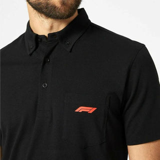 Formula 1 Tech Collection F1 Men's Small Logo Jersey Polo - Black/White - Rustle Racewears