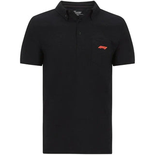 Formula 1 Tech Collection F1 Men's Small Logo Jersey Polo - Black/White - Rustle Racewears