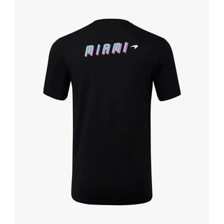 McLaren F1 Men's Miami Neon Logo T-Shirt-Black/White/Vice Blue/Beetroot Purple - Rustle Racewears