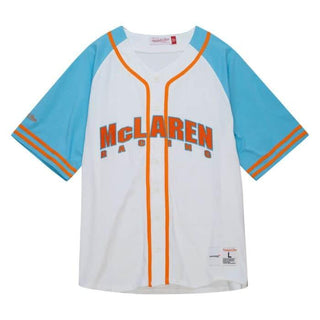 McLaren Racing F1 Special Edition Miami GP Mitchell & Ness Baseball Jersey - Blue/Pink - Rustle Racewears